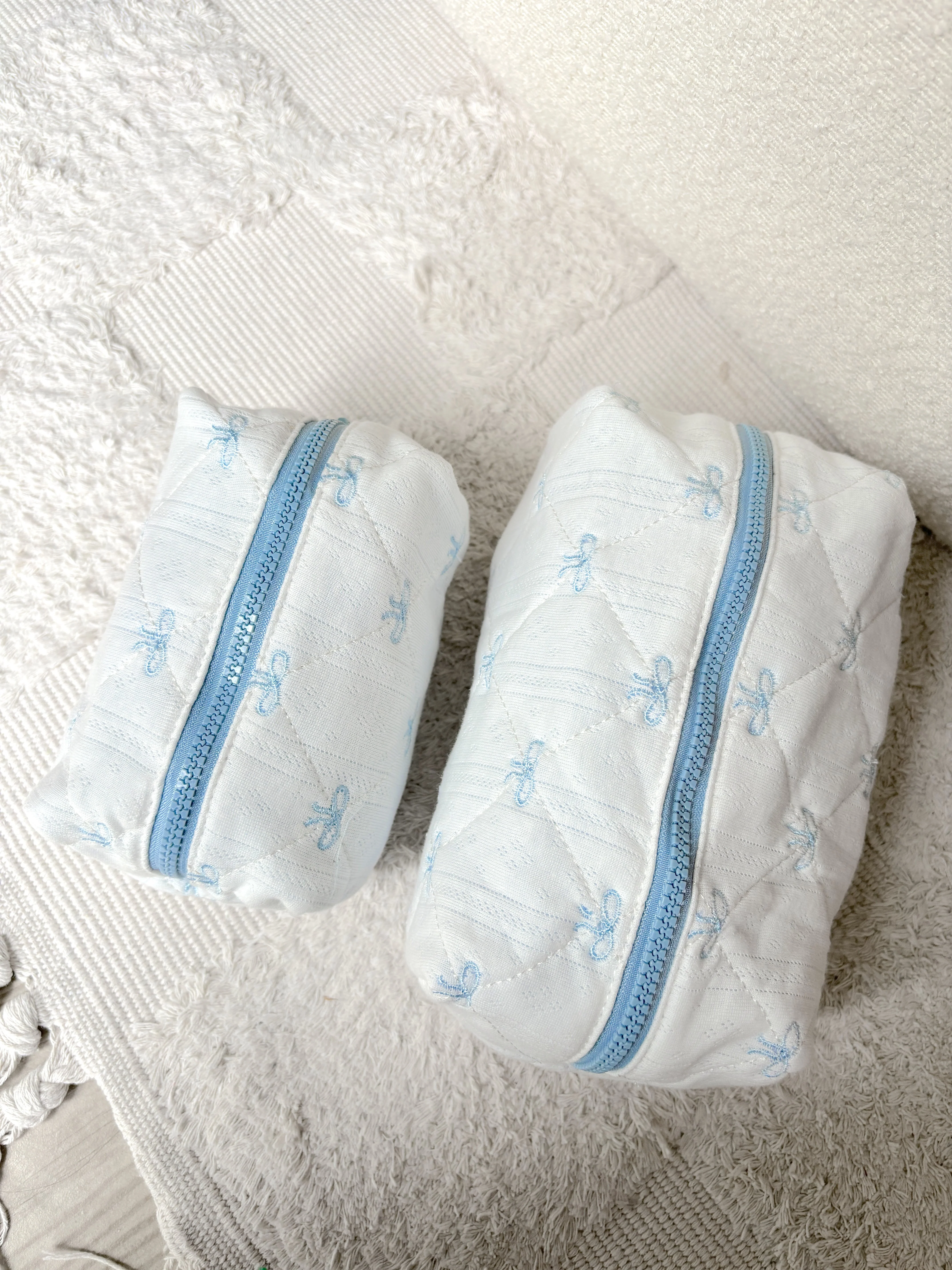 Blue Bows Large Embroidered Makeup Bag - Image 6