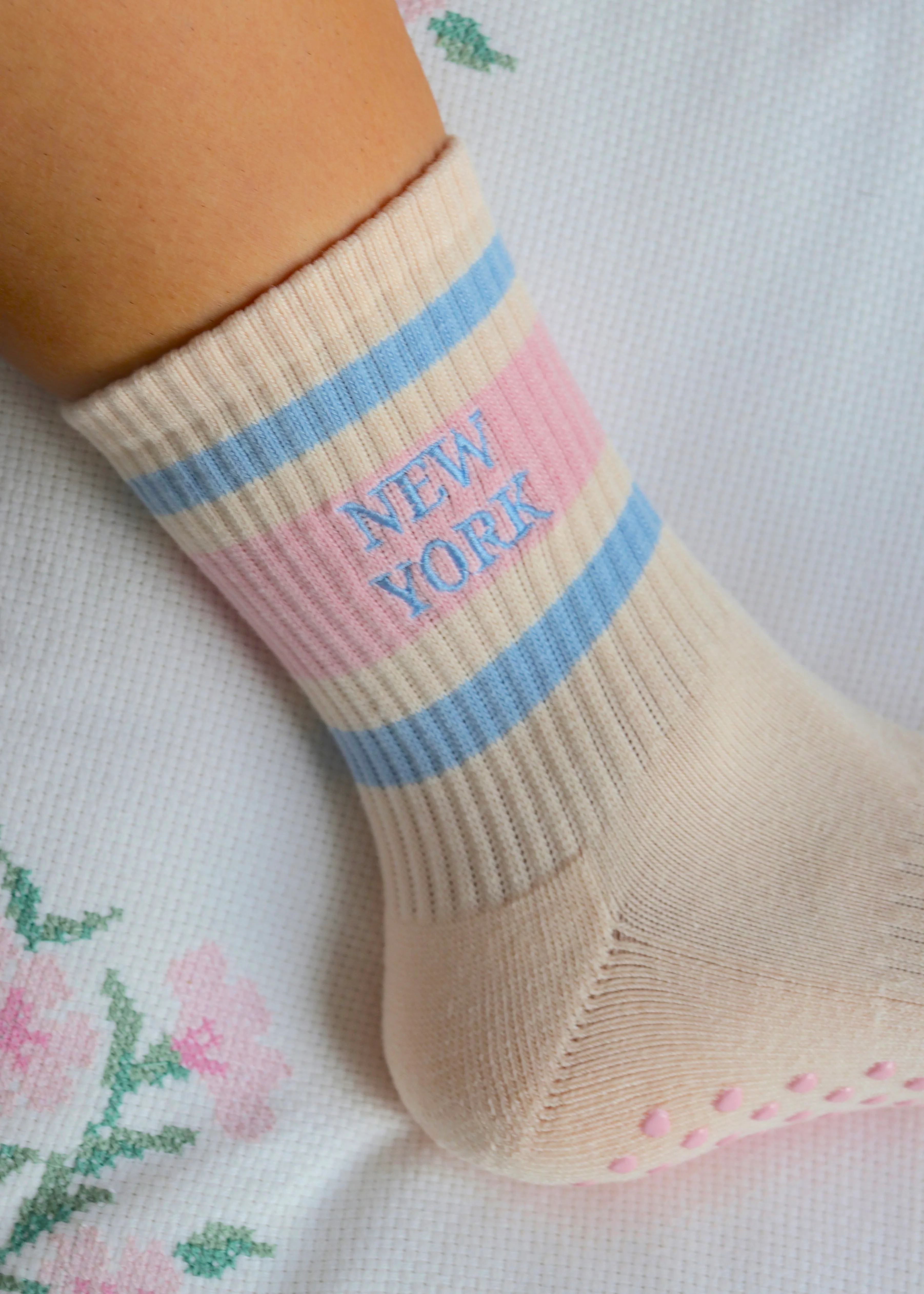 New York Blue Stripe Grip Socks - Image 3