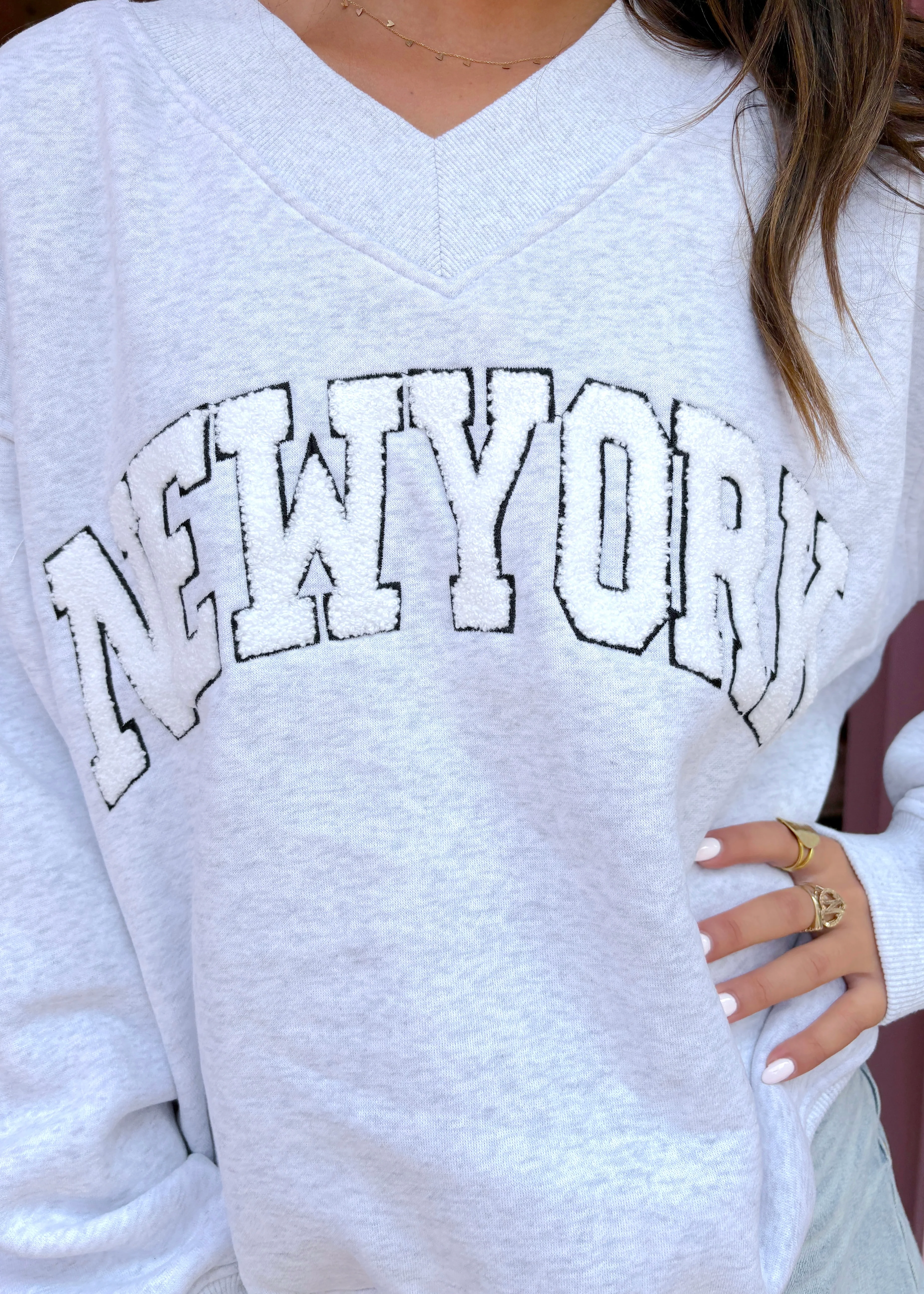 New York Grey Chenille Crewneck - Image 3