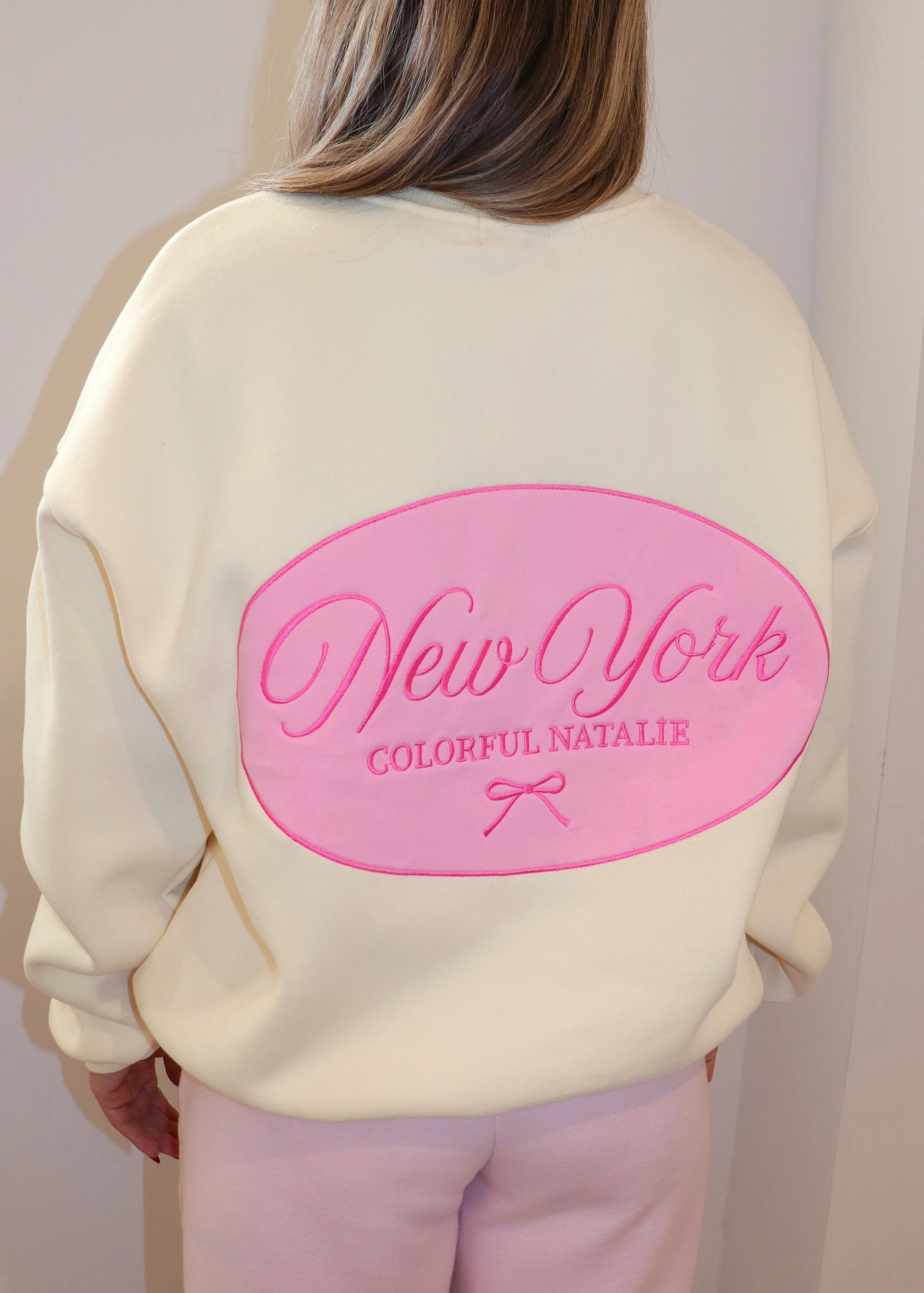 NY Pink Bow Patch Crewneck - Image 3
