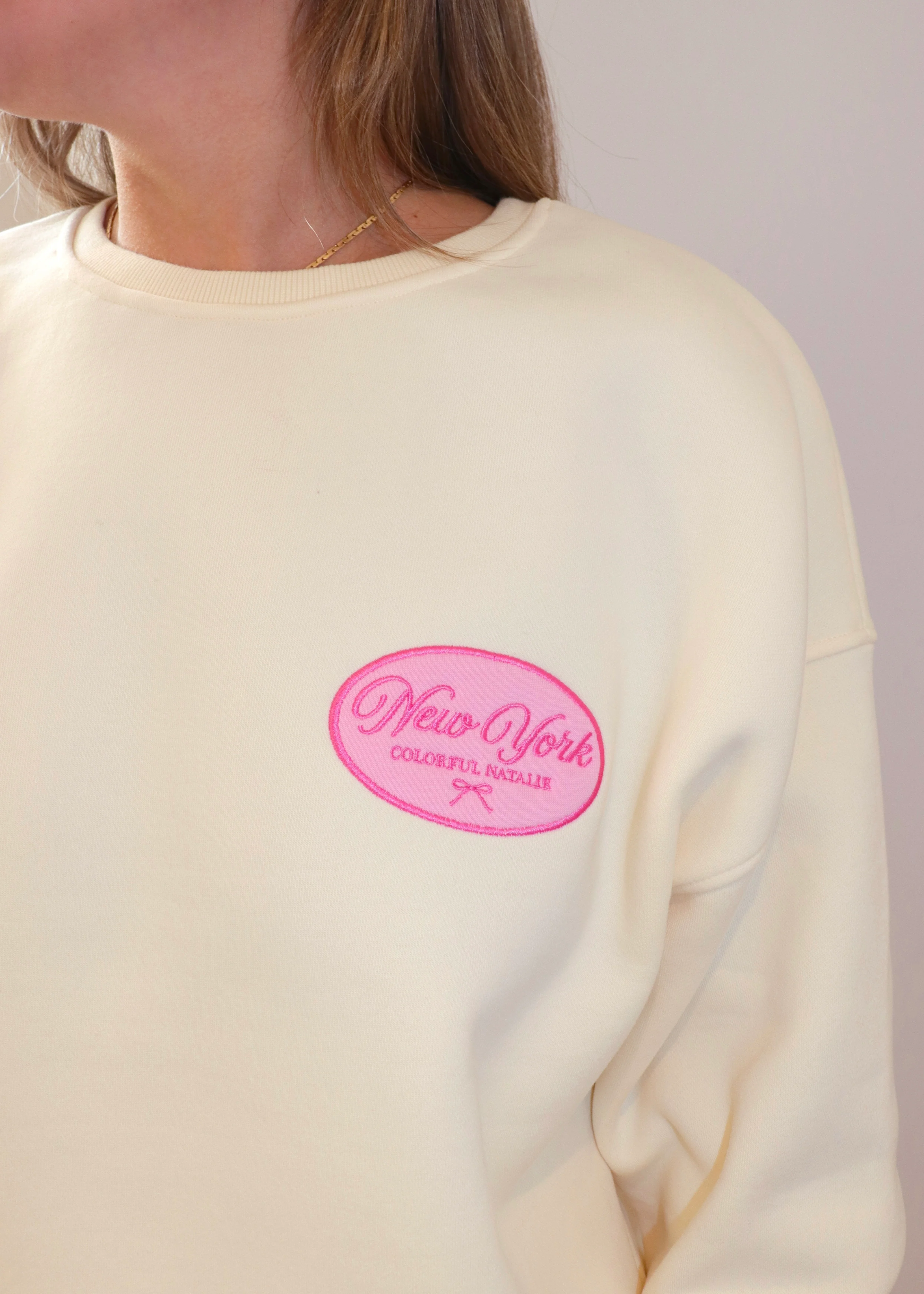 NY Pink Bow Patch Crewneck - Image 4