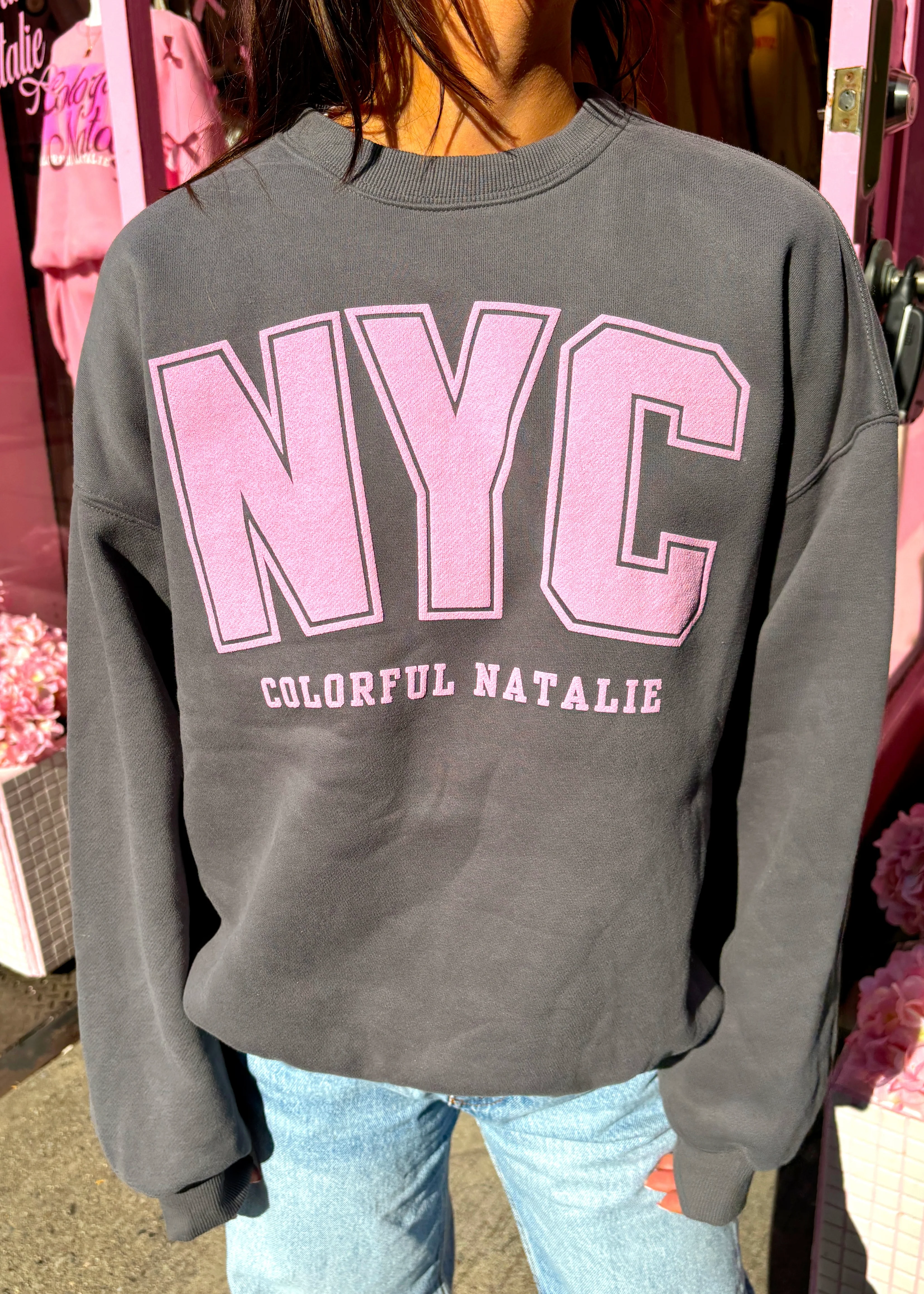 NYC Graphite Puff Print Crewneck - Image 3