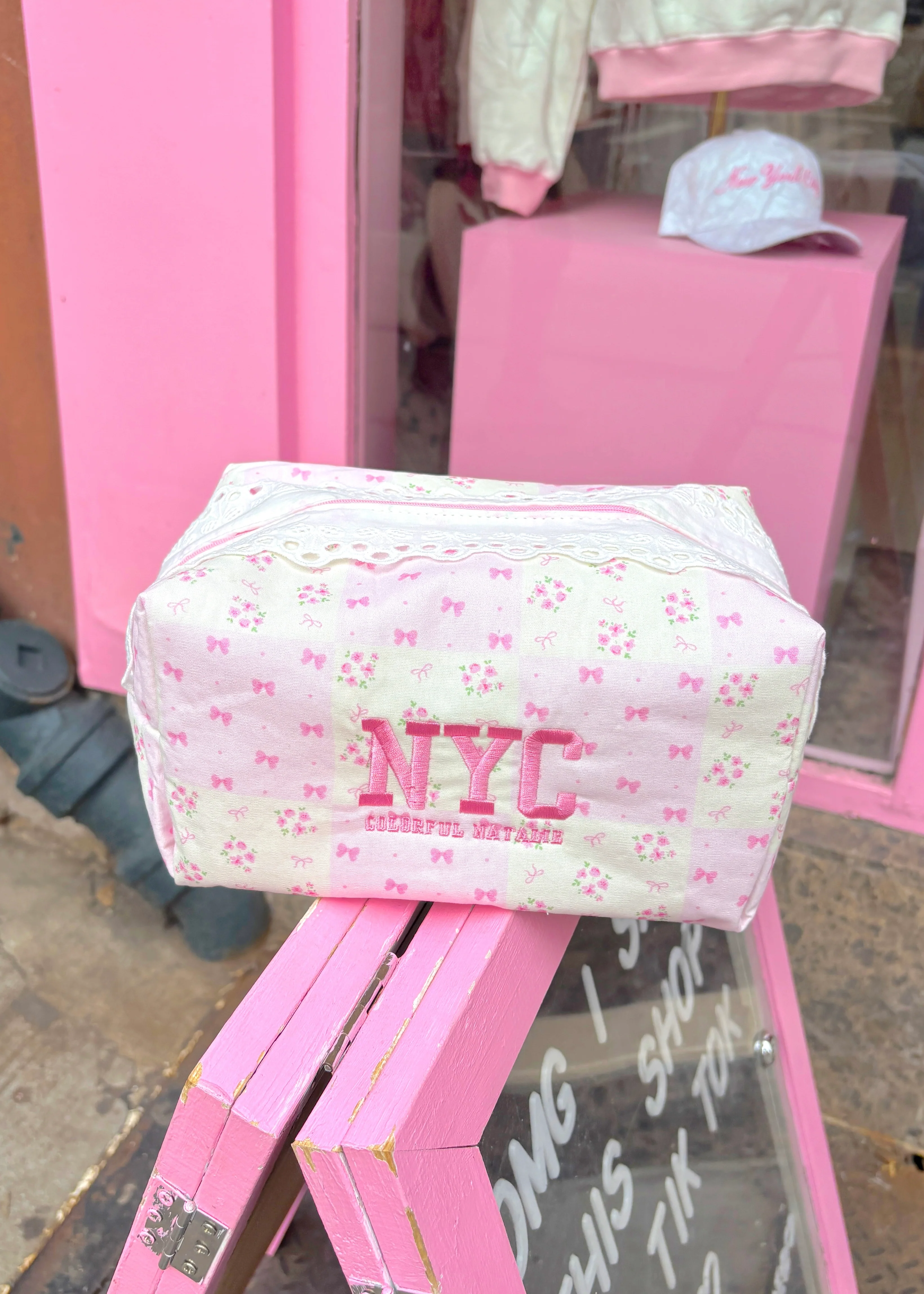 Pink Bows and Flowers Makeup Bag - Image 5