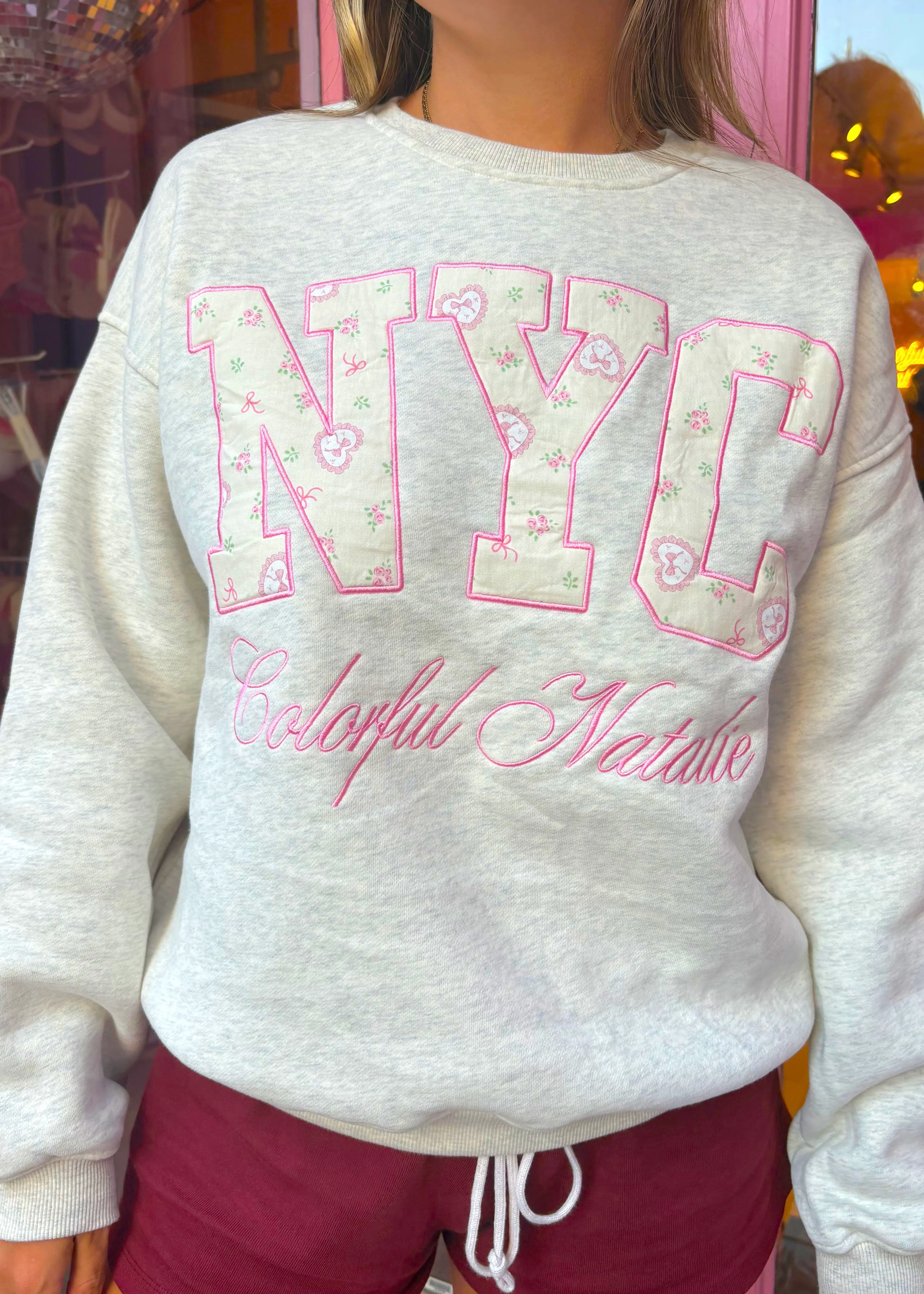 Pink Coquette Bows NYC Crewneck - Image 3